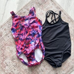Girls Gymnastics/Dance Wear 2 Bodysuits - Size 5-6 See Measurements